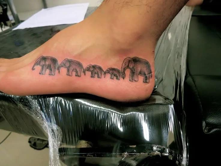 Small Elephant Family Link Tattoo Designs