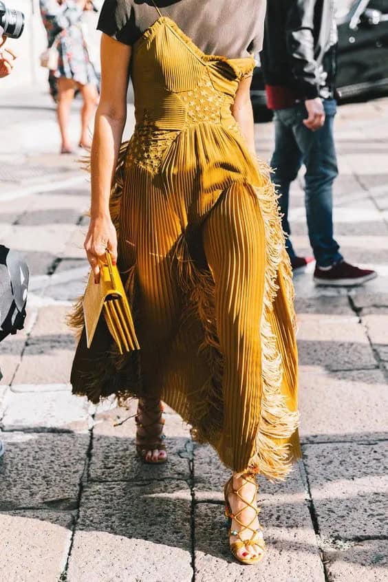 Mustard Spaghetti Strap Dress