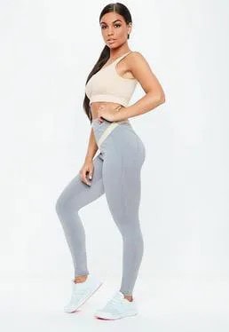 Light Pink Crop Top with Grey High Waisted Seamless Leggings & White Sneakers