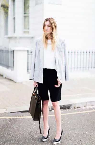 Wear with White Chiffon Blouse & Light Grey Blazer