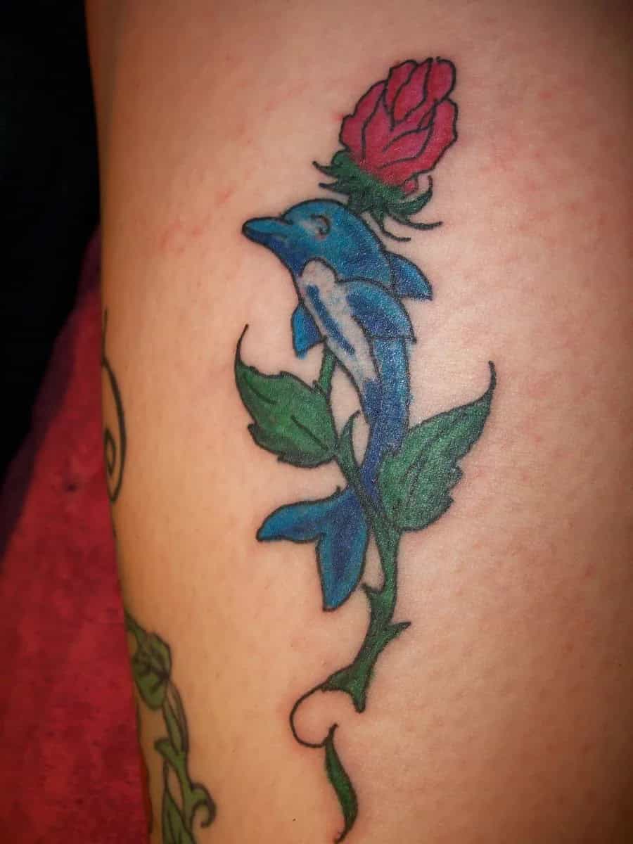 Dolphin Rose Tattoo