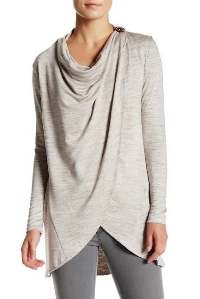 Light Grey Buttoned Wrap Cardigan