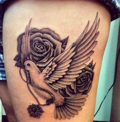 Dove with Rose Tattoo Designs