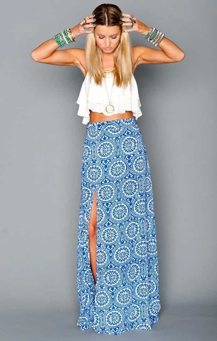 Summer maxi skirt outfits