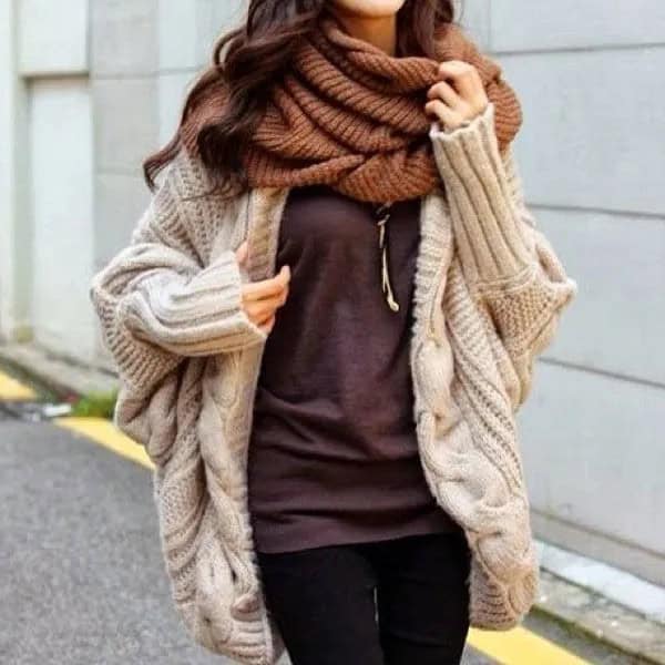 Ivory Cable Knit Chunky Cardigan