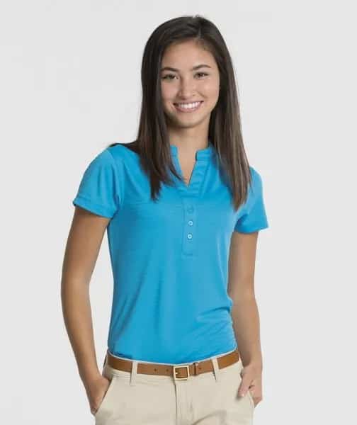 Sky Blue Polo Pullover with Beige Chinos