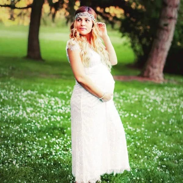 White Boho Maternity Dress