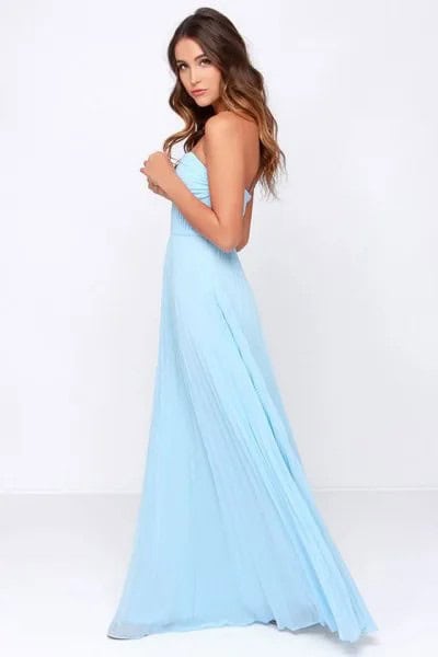 Sweetheart Neckline Pleated Chiffon Floor Length Dress