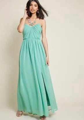 Strapless Sweetheart Neckline Fit and Flare Maxi Chiffon Dress