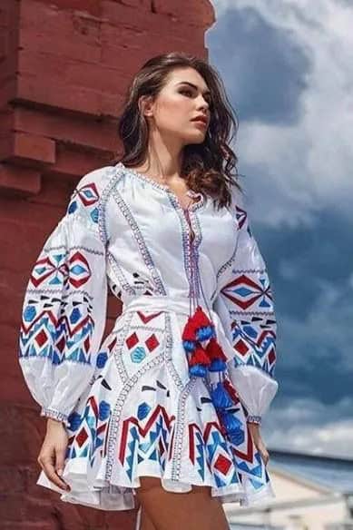 Traditional White Embroidered Dress