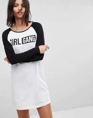 Long Sleeve Graphic T Shirt Dress