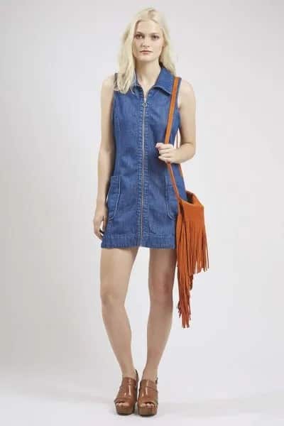 Blue Denim Collar Shift Dress