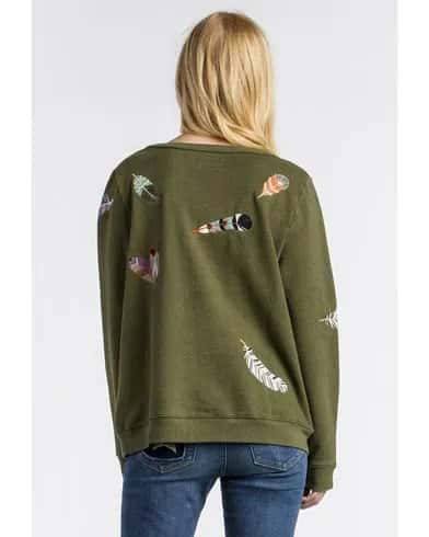 Green Cartoon Embroidered Sweatshirt with Matching Skinny Jeans