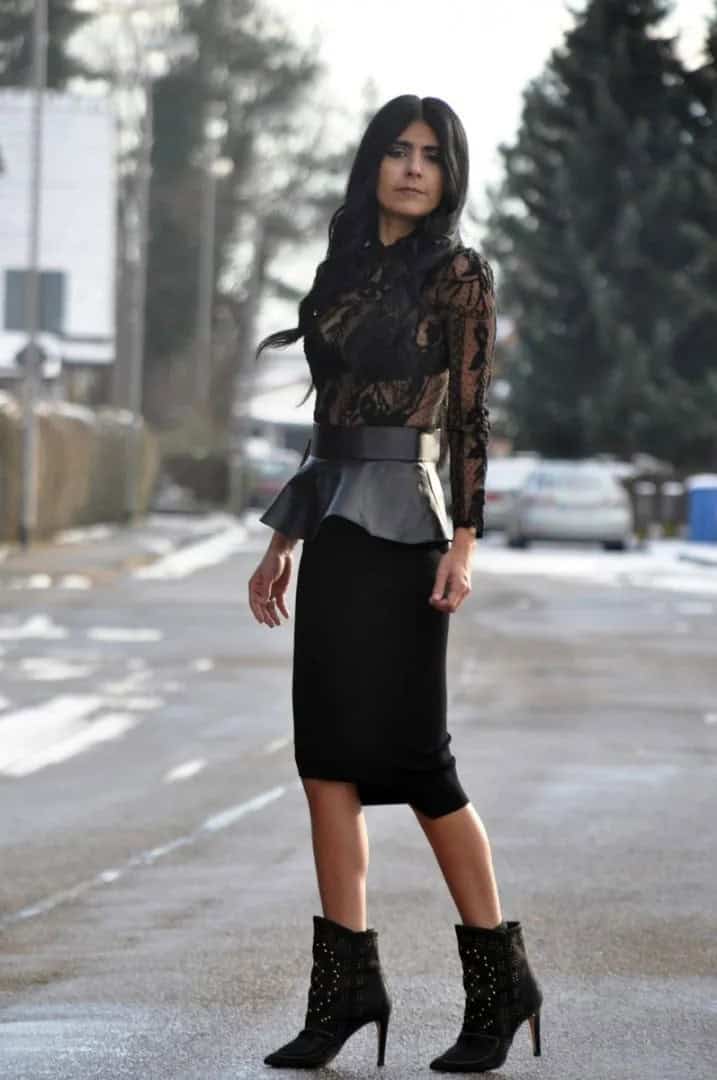 Pencil Skirt with Boots