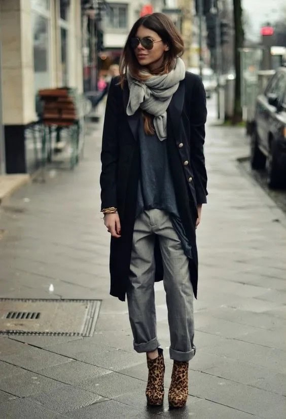 Military Coat and Grey Chinos Outfit