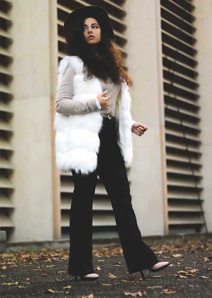 White Faux Fur Vest