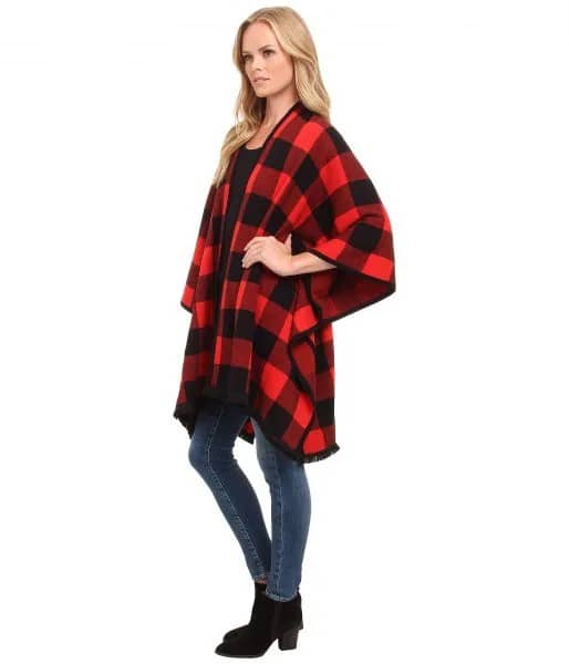 Black and Red Plaid Blanket Cardigan