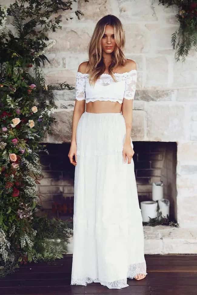 Two Piece White Boho Dress