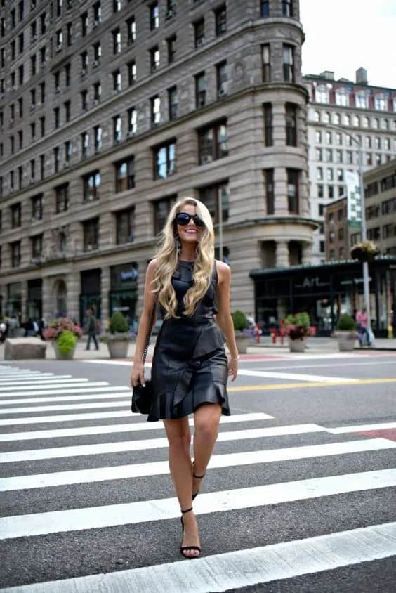 All in Leather Ruffle Dress