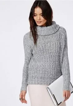 Turtleneck Knit Sweater & White Pencil Skirt