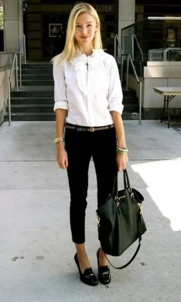 Wear with White Button Up Shirt with Black Cropped Jeans