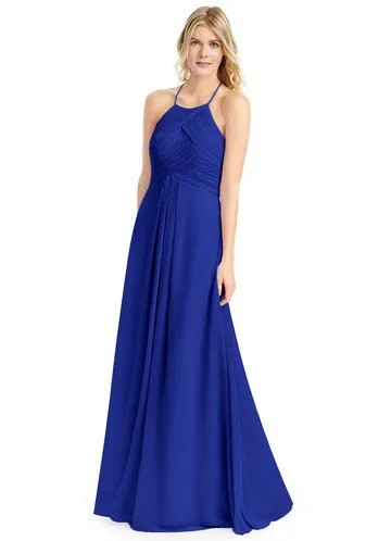 Spaghetti Strap Royal Blue Gown with Silver Open Toe Heels