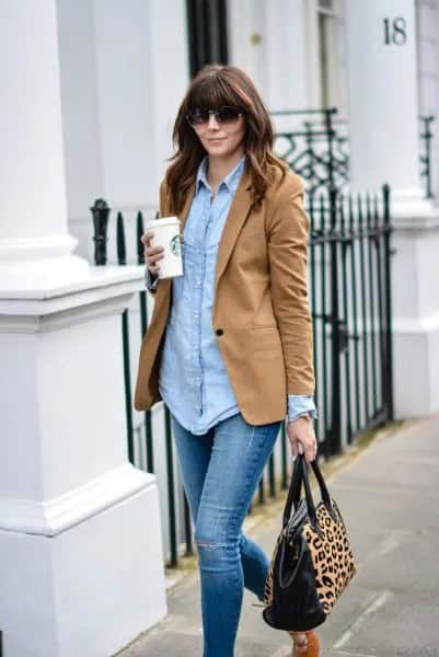 Wear with Chambray Boyfriend Shirt & Leopard Print Purse