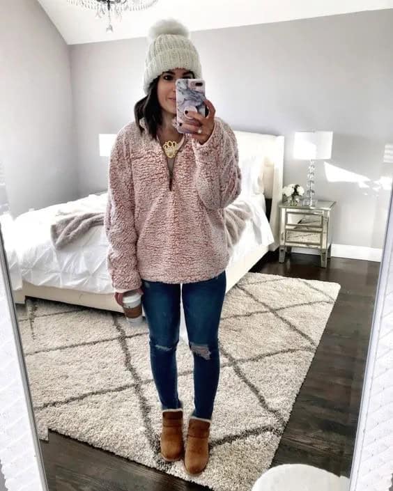 Soft Pink Pullover and Uggs