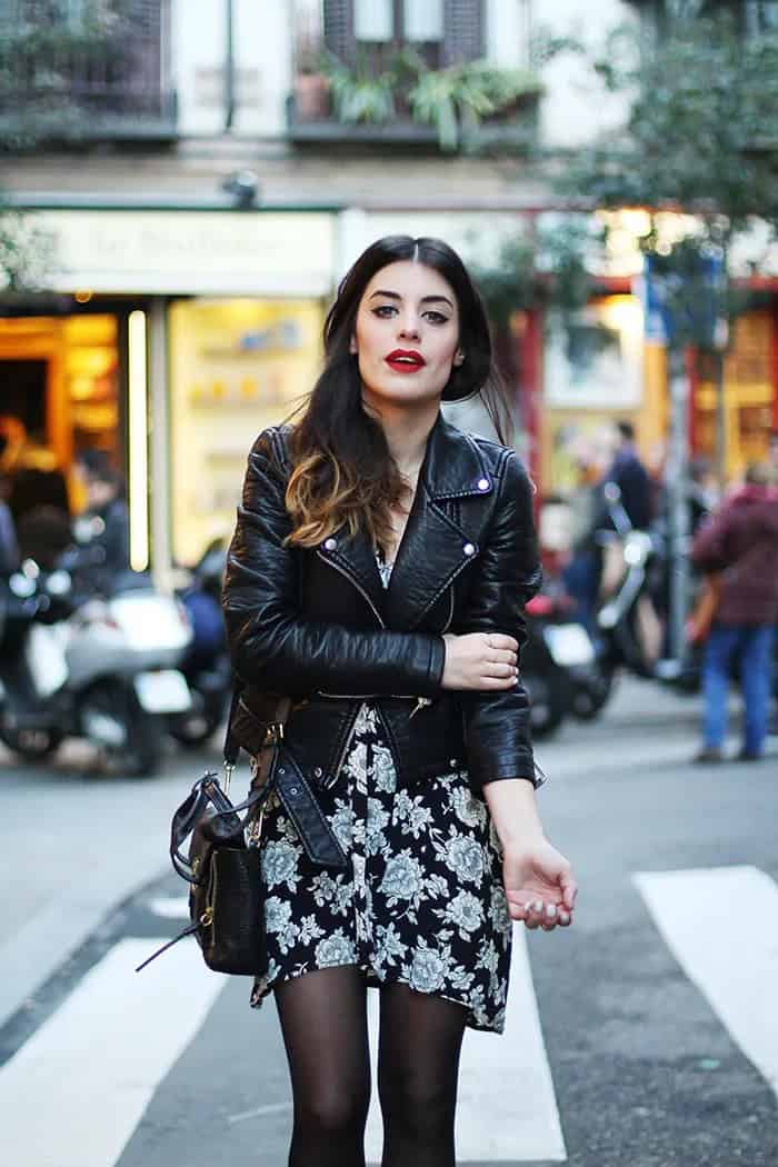 Black Leather Moto Jacket & Colorful Patterns