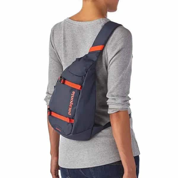 Grey Fitted Long Sleeve Tee with Purple Sling Bag