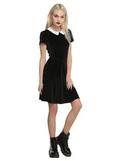 Black Skater Dress with Leather Ankle Boots