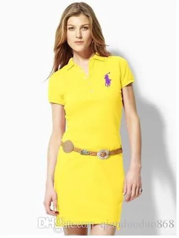 Lemon Yellow Slim Fit Belted Polo Shirt Dress