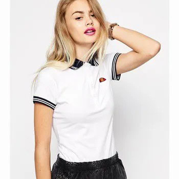 White and Black Slim Fit Golf Shirt with Elastic Waist Mini Skirt