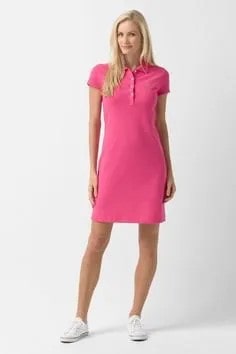 Pink Polo Dress with White Sneakers