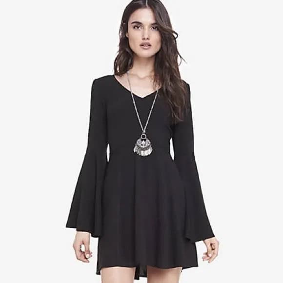 Black Skater Dress with Boho Style Necklace