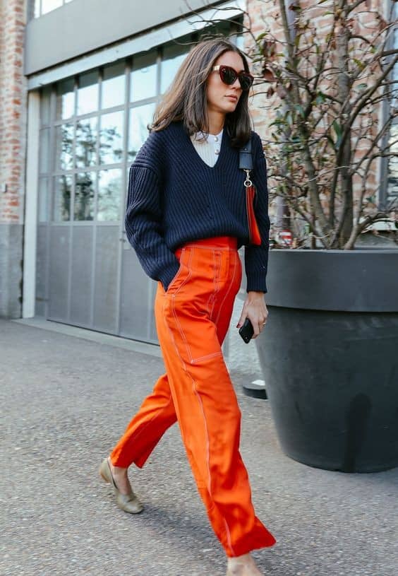 Dark Blue and Orange Pants