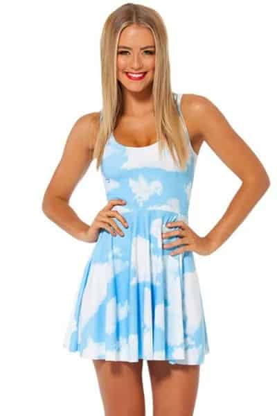 Sky Printed Mini Skater Tank Dress