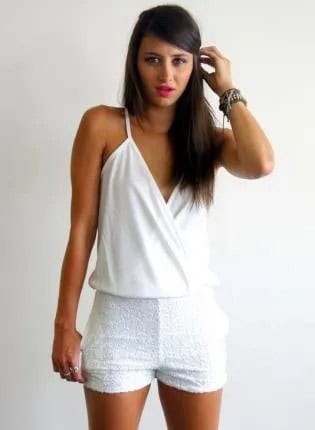 White Top with Mini Shorts