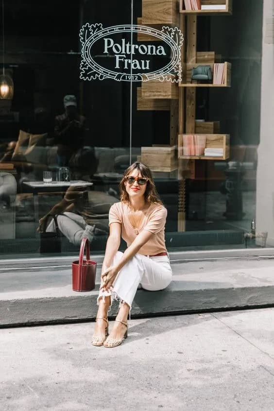 White Frayed Bottom Jeans