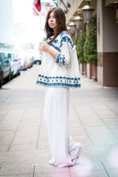 Wear with White and Blue Tribal Printed Cardigan