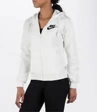 White Windbreaker with Black Running Pants