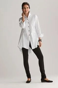 White Oversized Button Up Shirt with Black Leggings