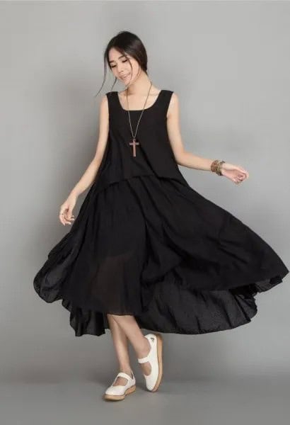 Black Maxi Breezy Tank Dress