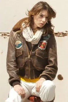 Brown Leather Flight Jacket with Black Skinny Jeans