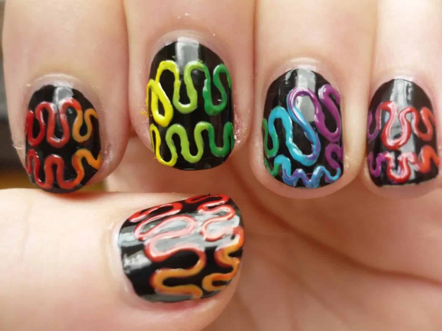 Line Patterned Cute Nail Designs for Short Nails