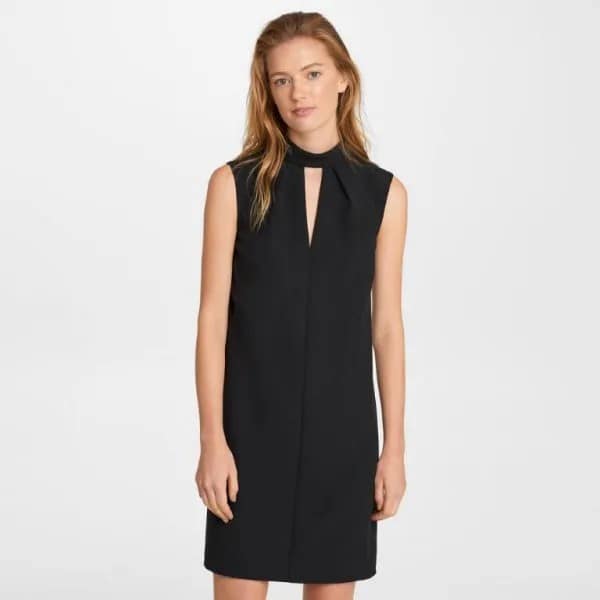 Black Mock Neck Keyhole Shift Dress