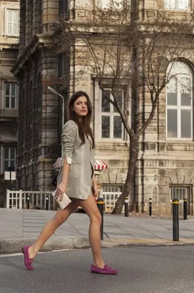 Blush Pink Sequin Blazer with Pink Loafers