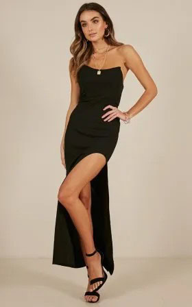 Black Transparent Spaghetti Strap High Split Maxi Dress