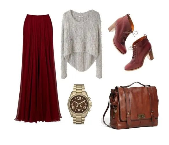 Winter maxi skirt outfits