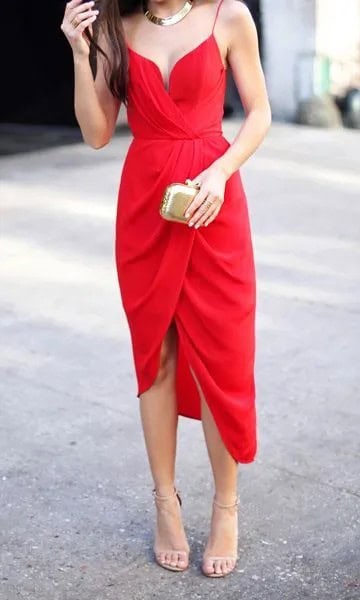 Red Party High Low Dress